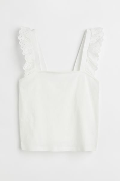 Flounce-trimmed Cotton Top | H&M (US + CA)