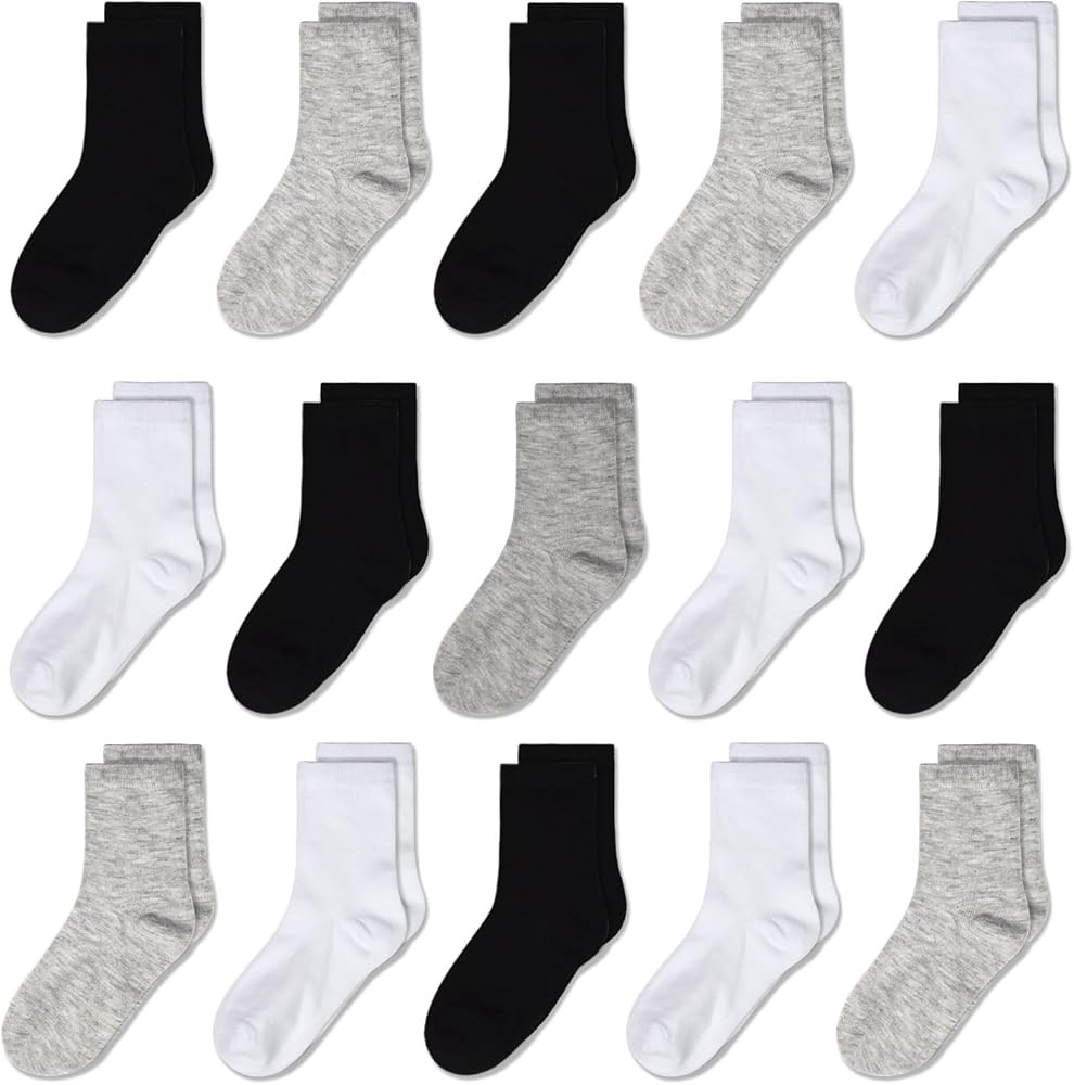 Toddlers Kids Crew Socks 15 Pairs Boys Girls Socks Casual Athletic Dress Socks for Kids 1-14 Year... | Amazon (US)