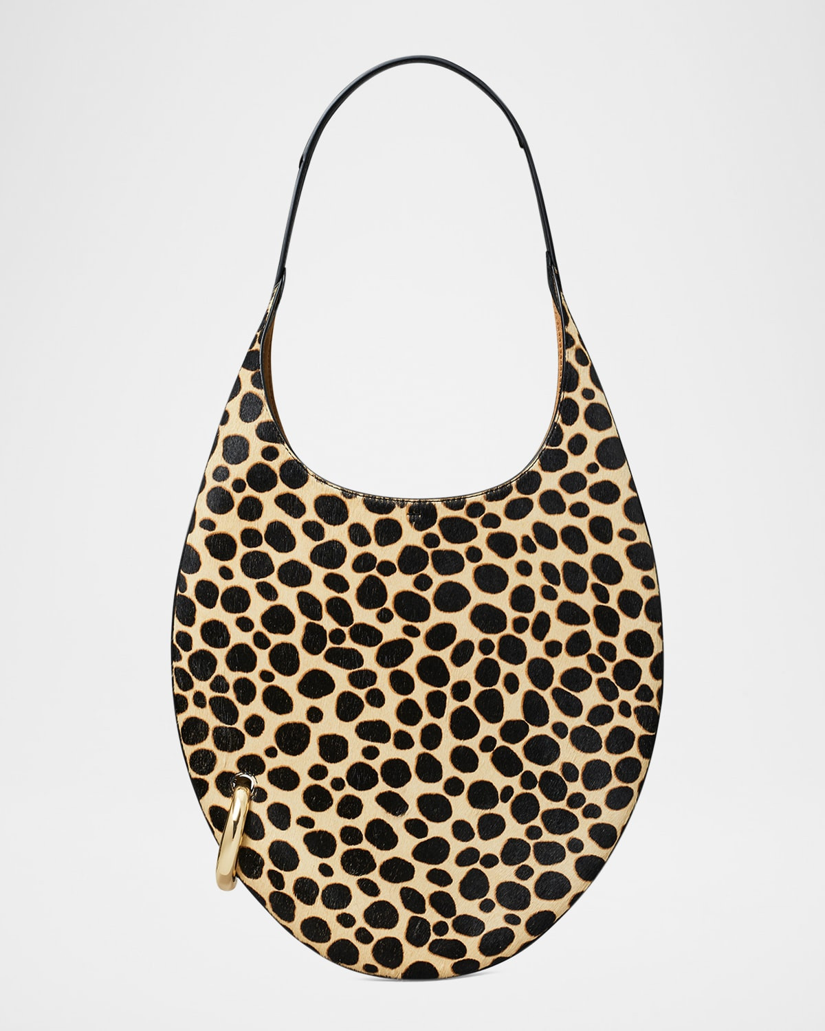 Pierced Cheetah-Print Calf Hair Shoulder Bag | Neiman Marcus