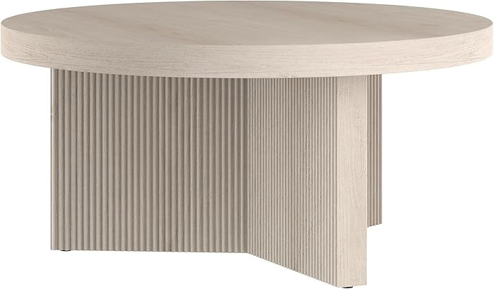 Henn&Hart 32" Wide Round Coffee Table in Beech White, for Home, Living Room, Bedroom, Entertainme... | Amazon (CA)