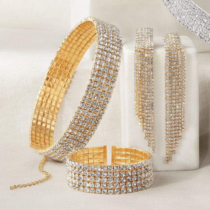 Crystal Choker, Cuff & Earring Set | Ashro