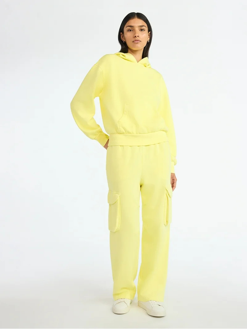 Scoop Women’s Mineral Washed Oversized Cropped Hoodie, Sizes XS-XXL | Walmart (US)