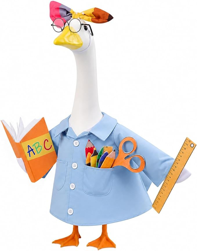 Teacher Porch Goose Outfit for 23 Inch Plastic Cement Goose Statue, Back to School Goose Clothes ... | Amazon (US)