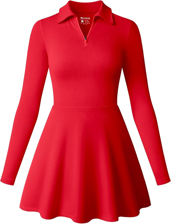 OQQ Womens Dress Casual Long Sleeve Elastic Simple A-Line Zipper Mini Dress | Amazon (US)