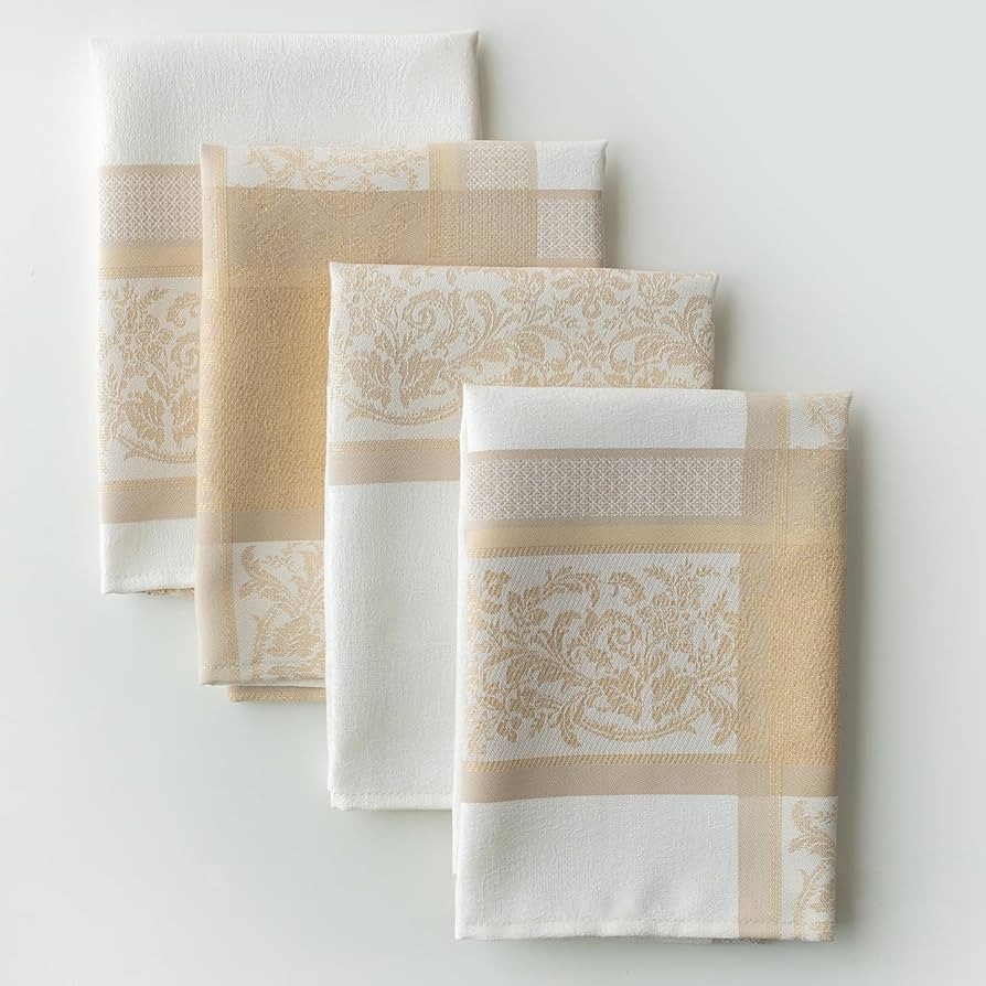 Benson Mills Heavyweight Jacquard Fabric Cloth Napkin with Gold Metallic Accents, Décor for Fall... | Amazon (US)