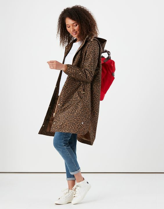 Waybridge Relaxed Fit Leopard Print Waterproof Raincoat | Joules (US)
