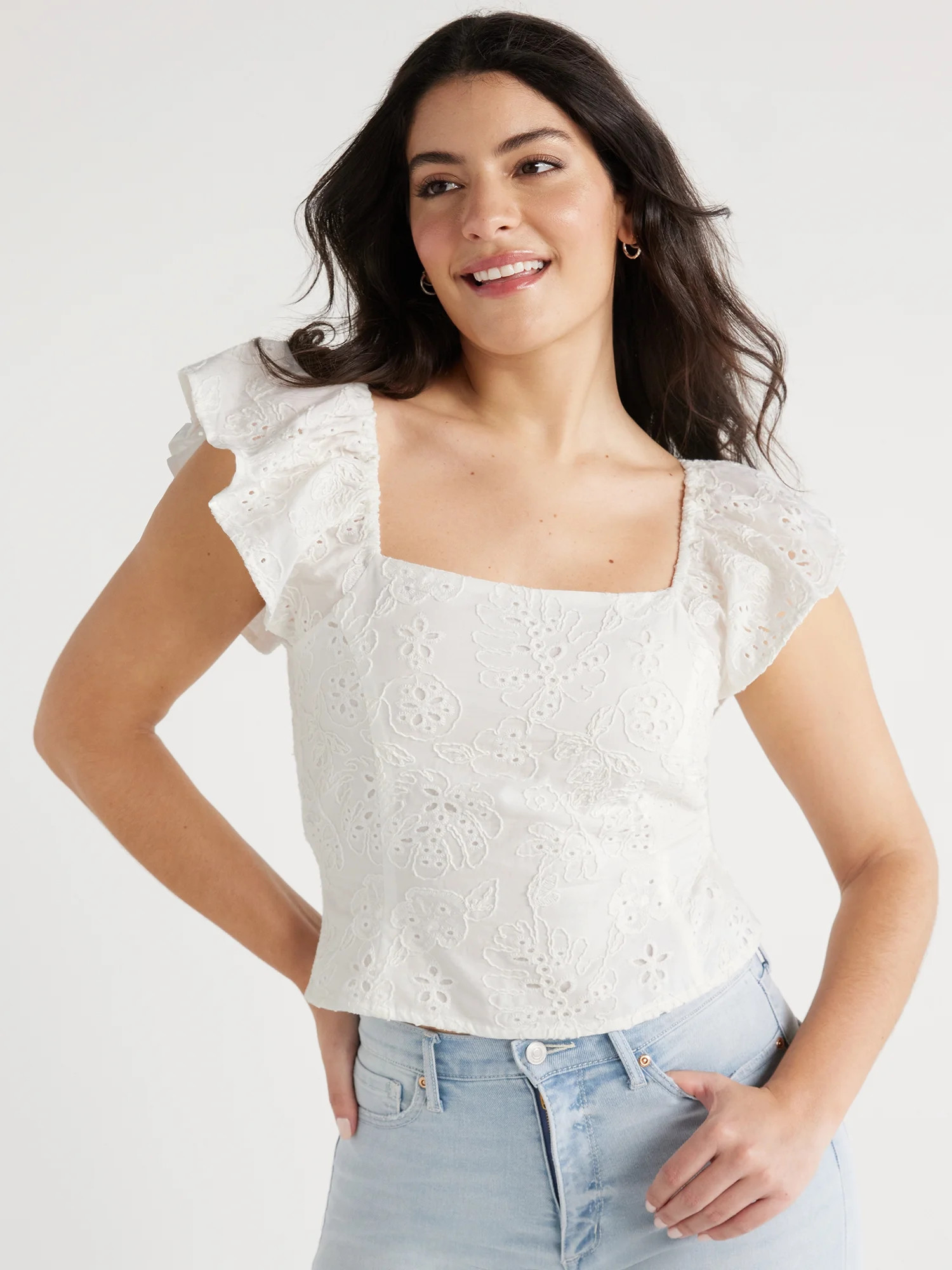 Sofia Jeans Women's Ruffle Sleeve Top, Sizes XS-XXXL | Walmart (US)