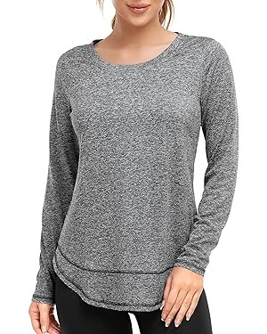 Abrooical Women's Short Sleeve Workout Shirts Crew Neck Sports Yoga Running Dry Fit Tops Side Spl... | Amazon (US)