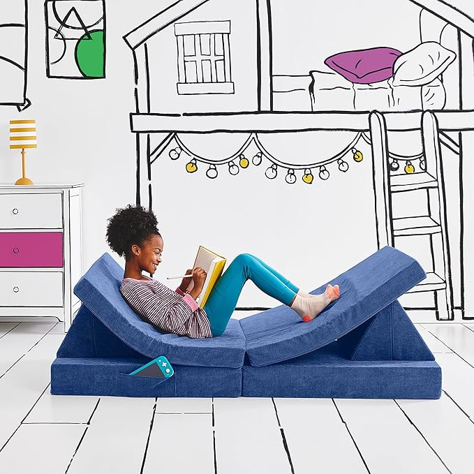 Yourigami Kids and Toddler Play Couch, Convertible Folding Sofa, Durable Foam Modular Design, Sap... | Amazon (US)