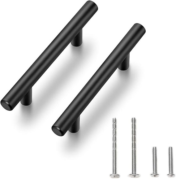 25 Pack | 5'' Cabinet Pulls Matte Black Stainless Steel Kitchen Drawer Pulls Cabinet Handles 5”... | Amazon (US)