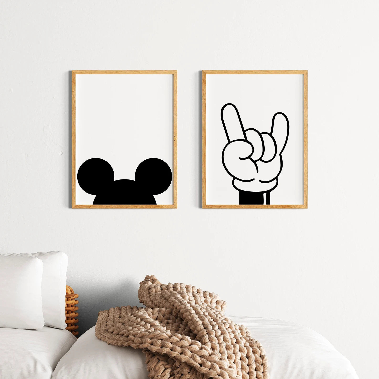 Mickey Mouse Set Of 2 Poster, Mickey Mouse Print, Kids Room Wall Art, Nursery Decor, Birthday Gif... | Etsy (US)