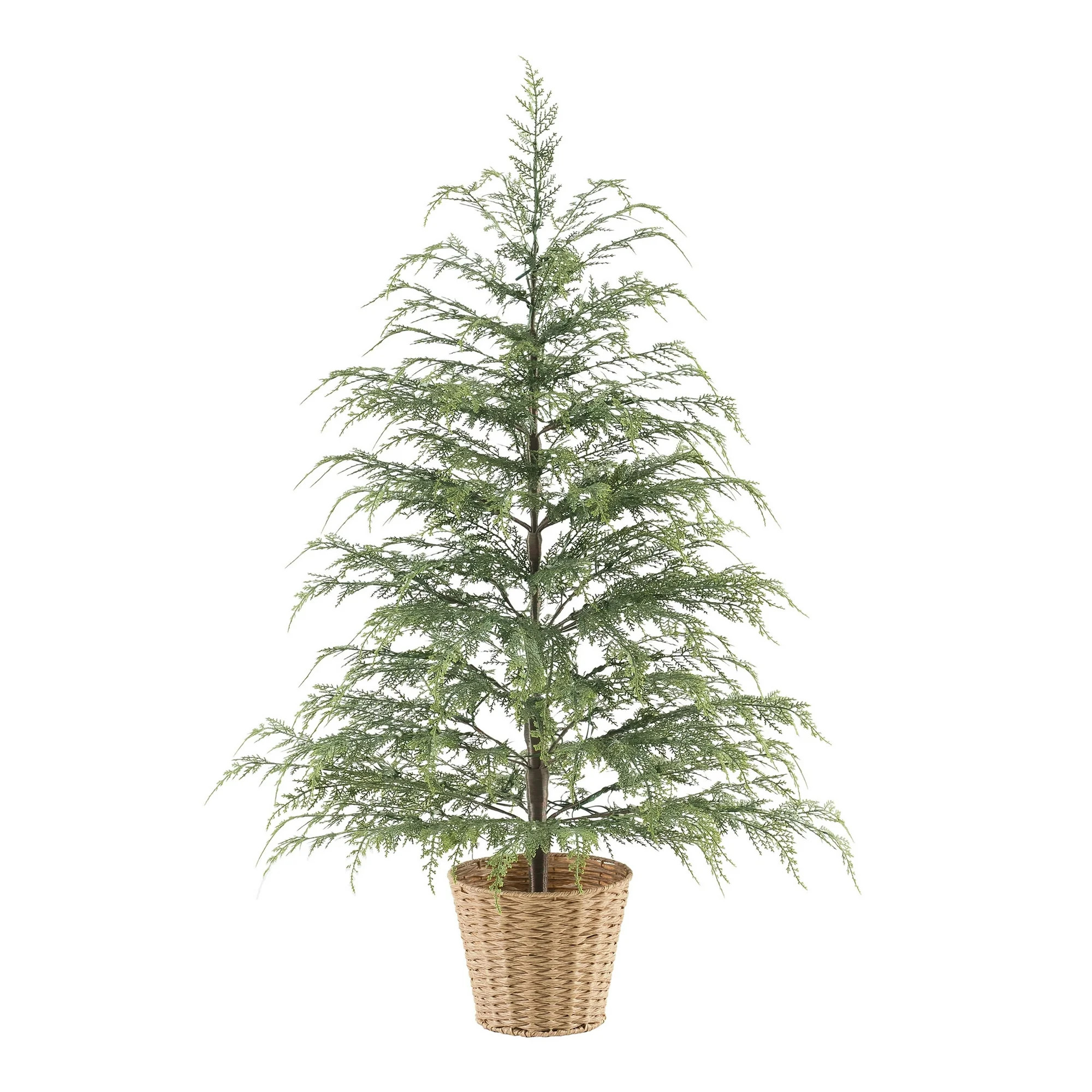 Potted 4ft Pre-Lit Twinkle LED Cypress Artificial Christmas Tree, Green, 100 LED, by My Texas Hou... | Walmart (US)