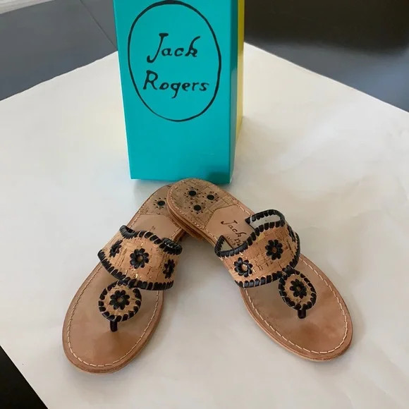 NWOT Jack Rogers Cork & Black Sandals | Poshmark