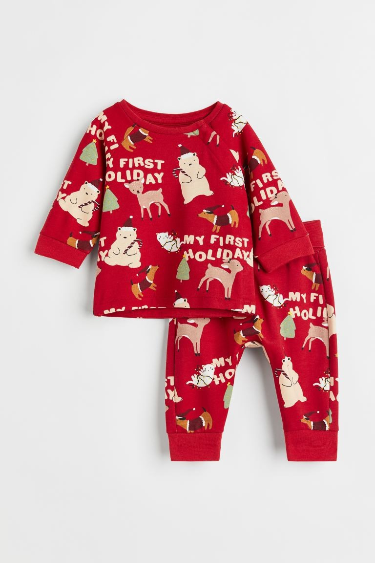 2-piece Cotton Set - Red/My First Holiday - Kids | H&M US | H&M (US + CA)