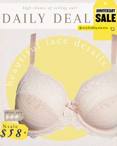 Todays daily deal features a beautiful laced bra with heart and bow details.  Wear under your favorite button down for a casual look  

#LTKstyletip #LTKFind #LTKxNSale