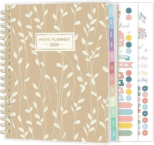 SUNEE Home Planner 2026, Work from Home Planner w/Stickers, JAN 2026 - DEC 2026, Monthly Budget P... | Amazon (US)