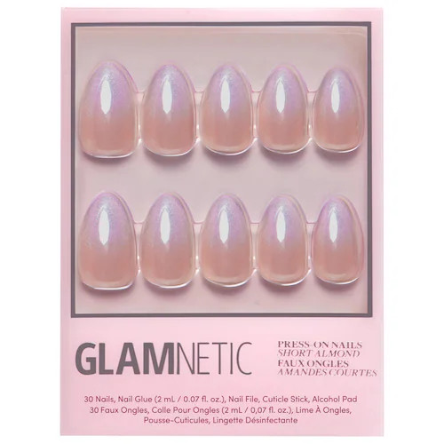 Color: Polar Day - short, almond press-on nails with a glossy nude base that transitions to lilac... | Sephora (US)