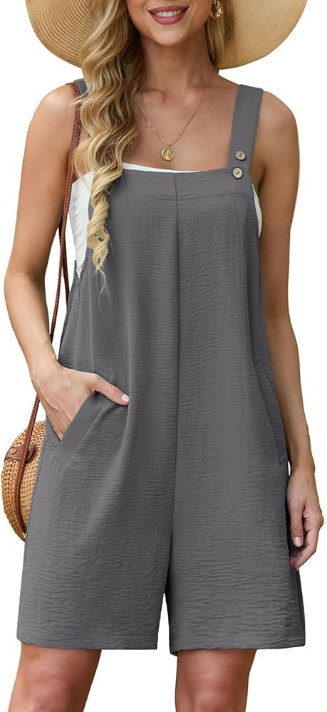 Lepunuo Rompers for Women Summer Boho Loose Fit Sleeveless Short Jumpsuits Overalls Vacation Outf... | Amazon (US)