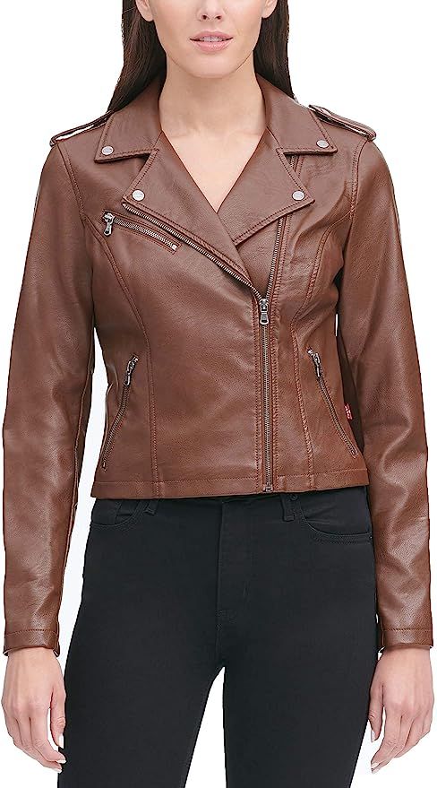 Levi's Ladies Outerwear Women's Faux Leather Classic Motorcycle Jacket (Regular and Plus Sizes) | Amazon (US)