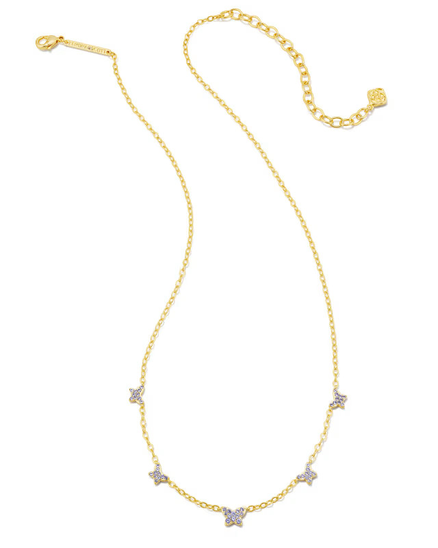 Lillia Crystal Butterfly Gold Strand Necklace in Violet Crystal | Kendra Scott