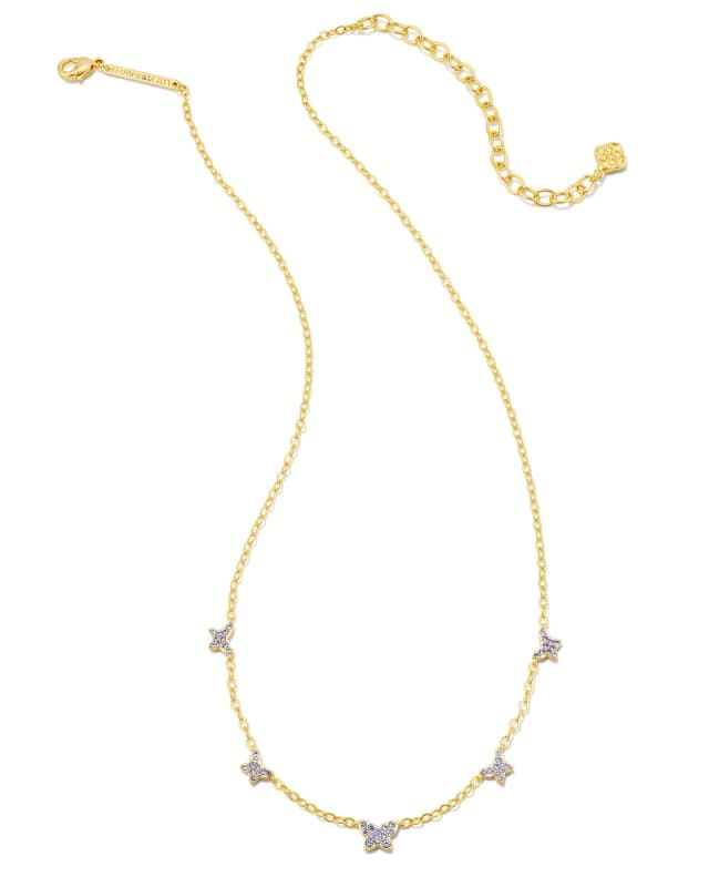 Lillia Crystal Butterfly Gold Strand Necklace in Violet Crystal | Kendra Scott