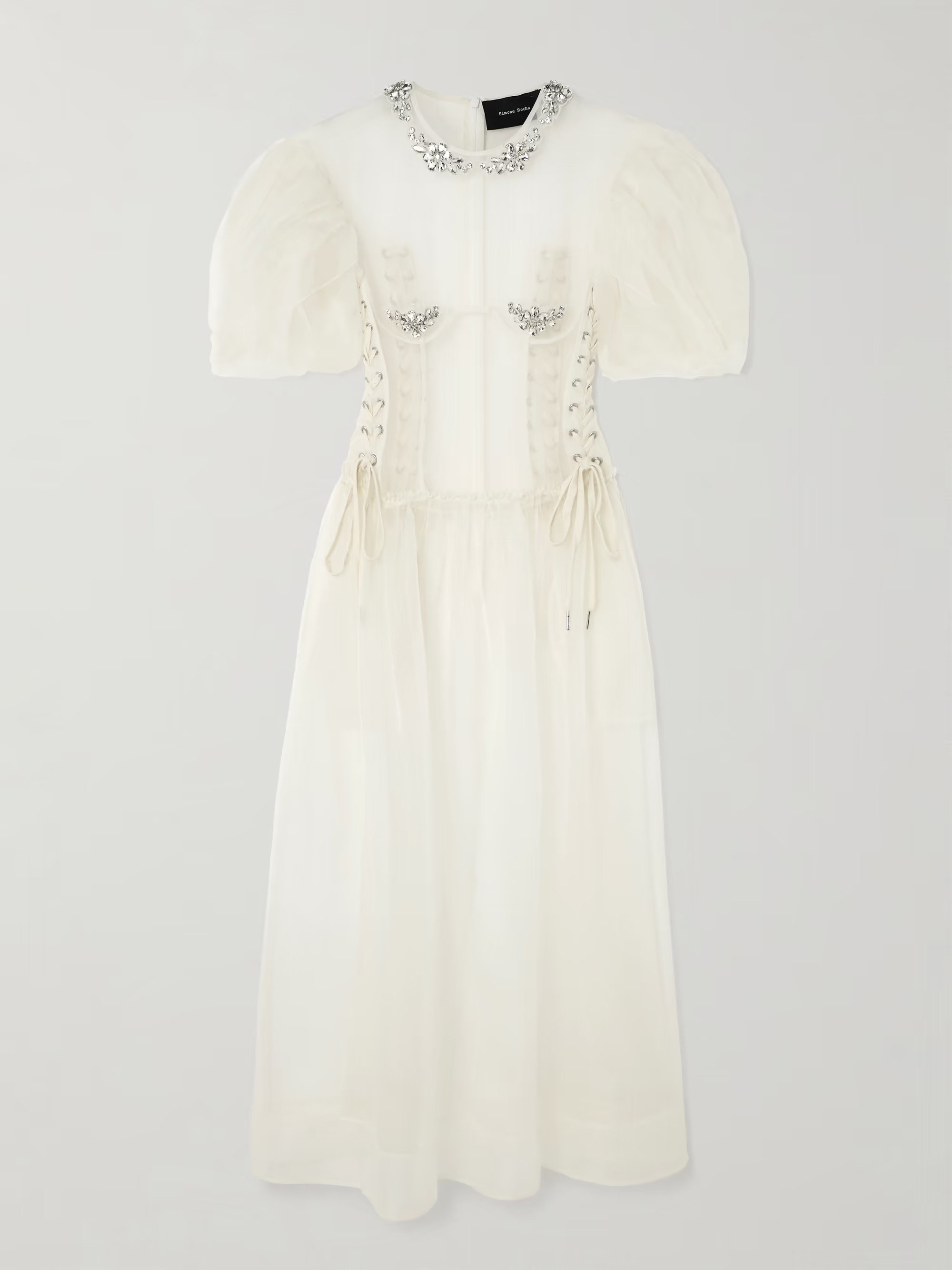 Crystal-embellished organza midi dress | NET-A-PORTER (US)