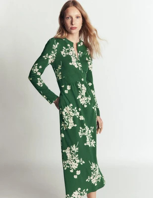 Boden Women's Hope Zip Detail Jersey Dress in Green | Size 12 | Boden (US)