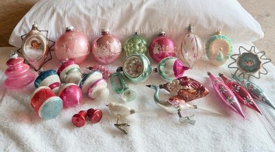 Vintage Glass Christmas Ornaments Shiny Brite Kaleidoscope Indent Angel Birds | eBay | eBay US