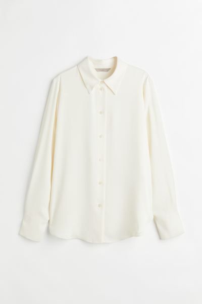 Pointed-collar Shirt - Cream - Ladies | H&M US | H&M (US)