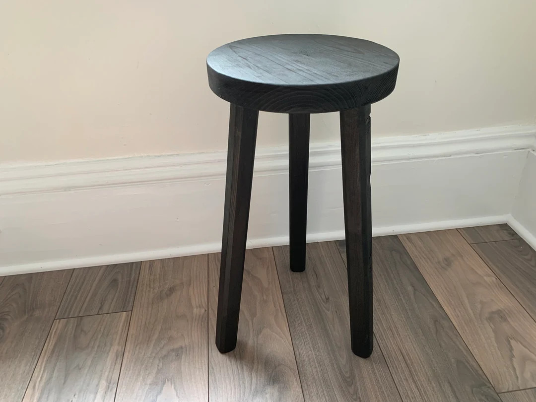 Round Top Three Leg Stool, Black, 10 Diameter X 20 Tall. Plant Stool. Decorative Stool. Handmade ... | Etsy (US)