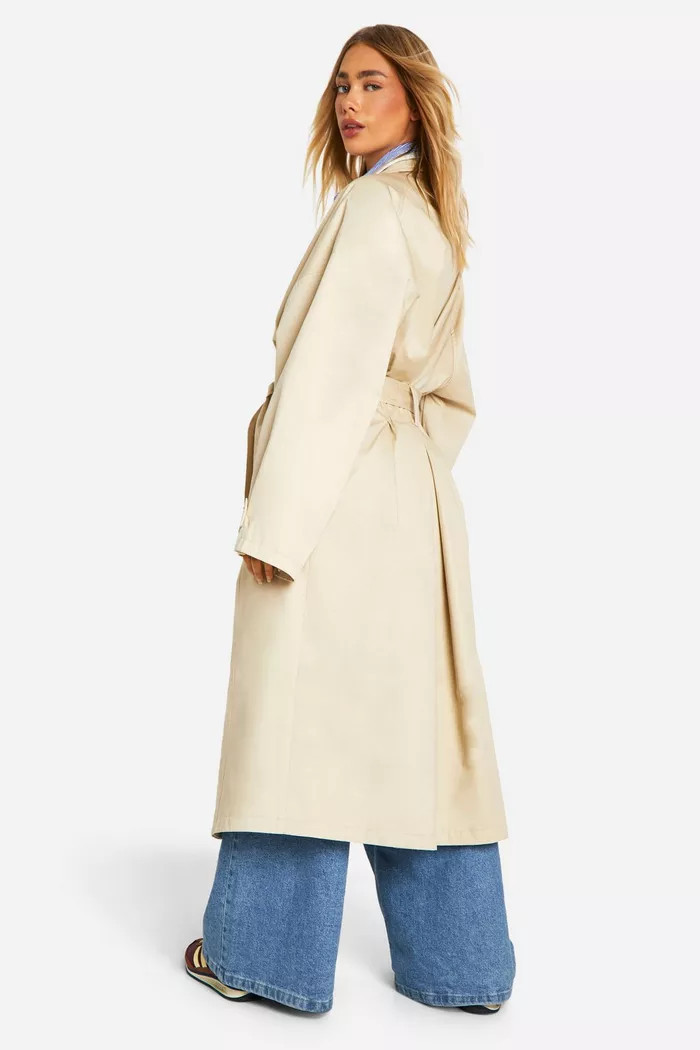 Oversized Double Breast Belted Synched Back Trench Coat | Boohoo.com (UK & IE)
