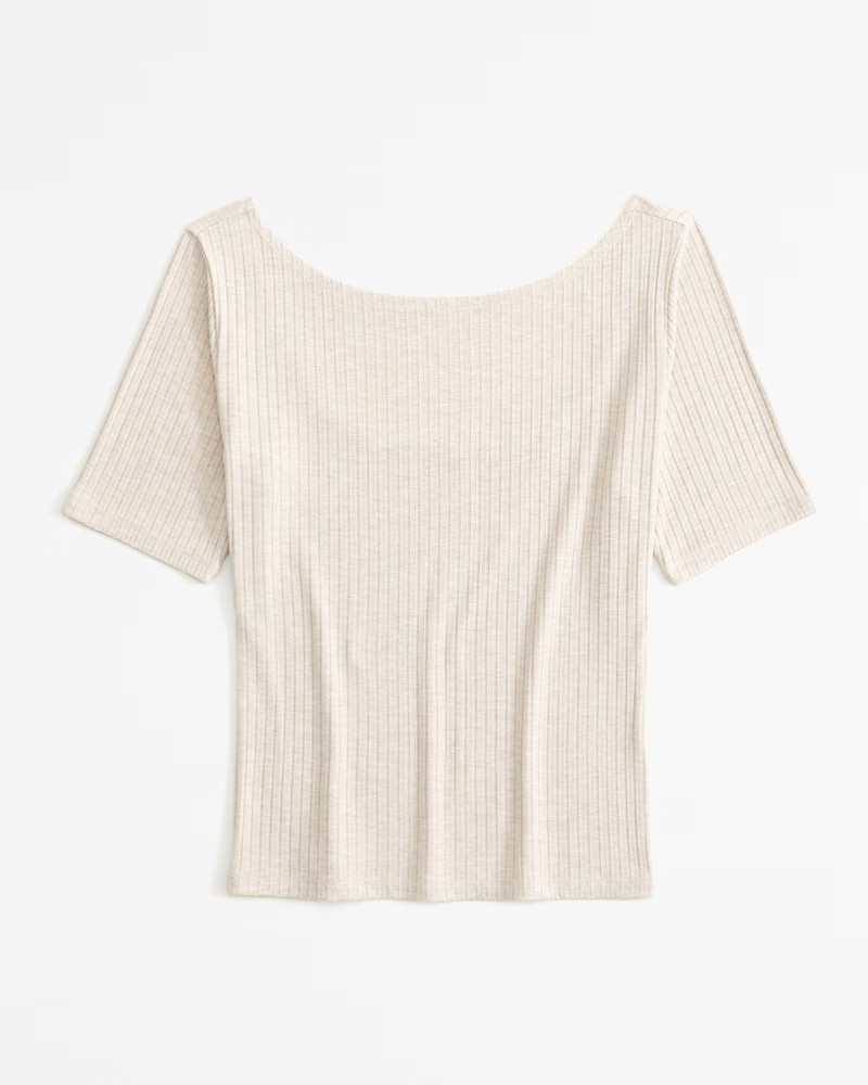 Short-Sleeve Rib Boatneck Top | Abercrombie & Fitch (US)