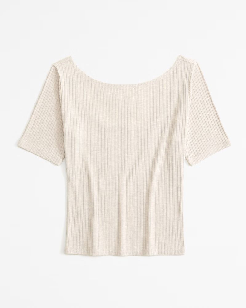Women's Short-Sleeve Rib Boatneck Top | Women's Tops | Abercrombie.com | Abercrombie & Fitch (US)