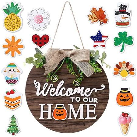 YAHHU Seasonal Interchangeable Welcome Sign Front Door Decor - Holiday Welcome Wreath Porch for C... | Walmart (US)