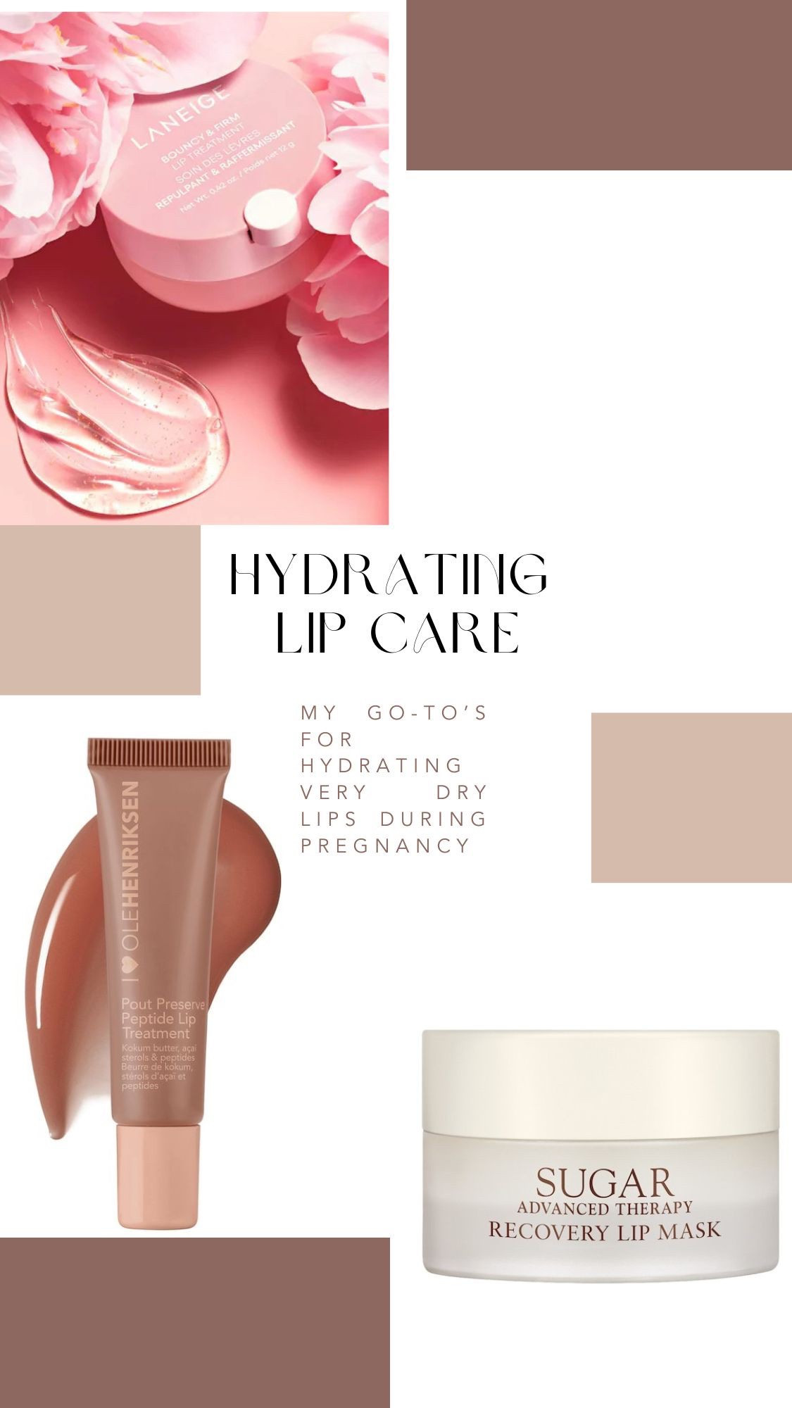 During my pregnancy my skin was so dry, my lips included!
These three helped so much! All available on sale at Sephora! Get them 10%—30% off until 4/14

#LTKFindsUnder50 #LTKSaleAlert #LTKBeauty

OLEHENRIKSEN: when I wanted a little color

LANEIGE: during the day when I would normally use chapstick

SUGAR: every night before bed

#LTKBeauty #LTKSaleAlert #LTKBump