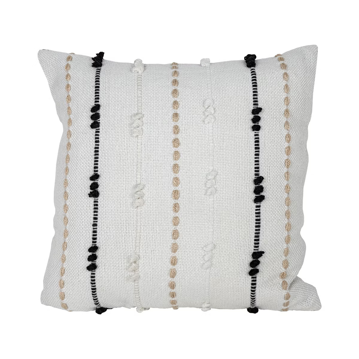 20X20 Inch Hand Woven Multi Stripe Outdoor Pillow White Polyester With Polyester Fill by Foreside... | Target