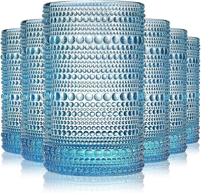 OPAYLY hobnail drinking glasses Highball Glasses Set of 6 12oZ Vintage Glassware Water Cocktail W... | Amazon (US)