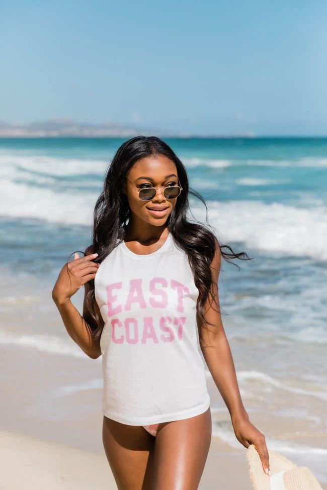 East Coast White Graphic Tank | The Pink Lily Boutique