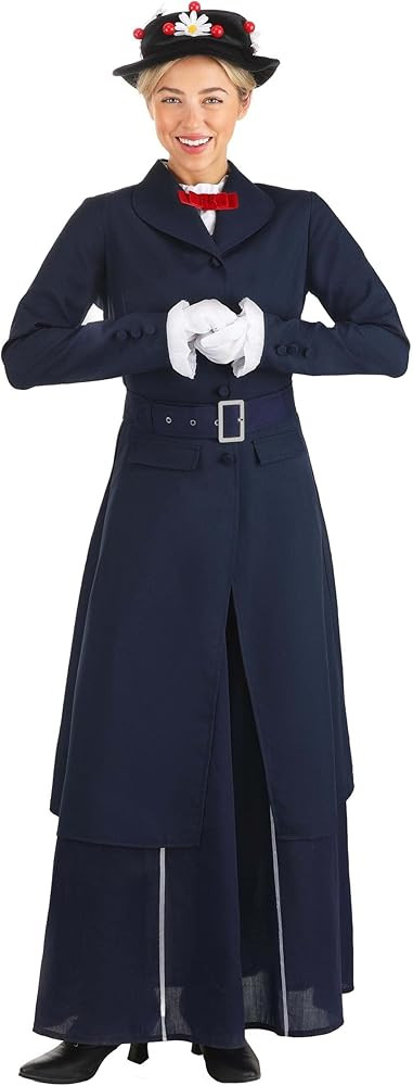Mary Poppins Costume for Women, Magical English Nanny Costume, Navy Blue Dress and Top Hat for Co... | Amazon (US)
