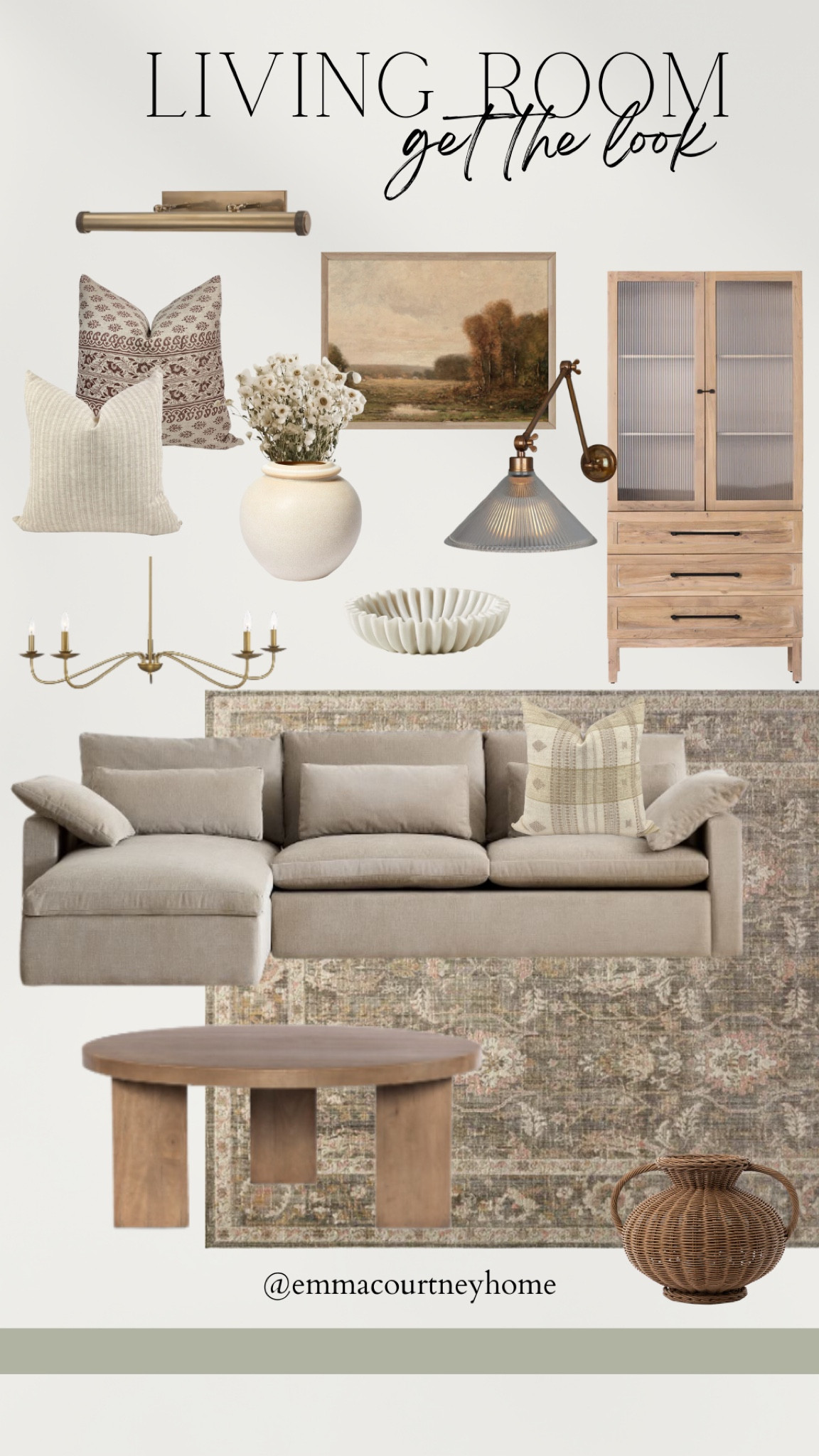 Living room mood board get the look. Loloi. Wayfair. Coffee table. Rug. Sage. Natural. Neutral  

#LTKstyletip #LTKhome #LTKFind