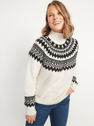 Cozy Fair Isle Turtleneck Sweater for Women | Old Navy (US)