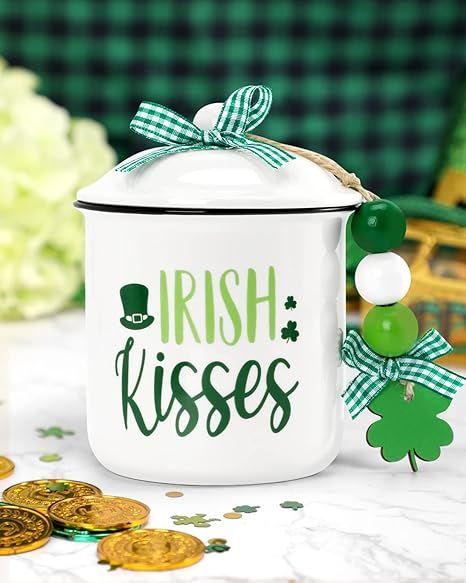 St. Patrick's Day Tiered Tray Decor Irish Kisses Ceramic Canister Irish Decor Bowl Candy Holder w... | Amazon (US)