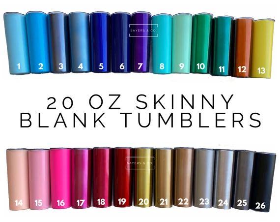 20 oz Skinny Blank Solid Colors Stainless Steel Tumbler DrinkWare Water Bottle wholesale | Etsy (US)