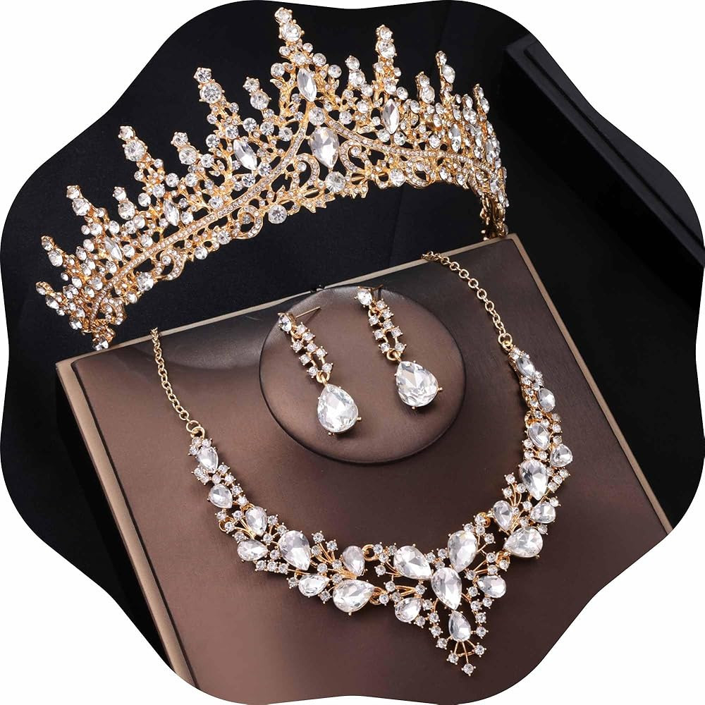 Kamirola Tiaras and Crowns for Women,Tiaras Earrings Necklace, Crystal Bridal Jewelry Set（TR83 | Amazon (US)