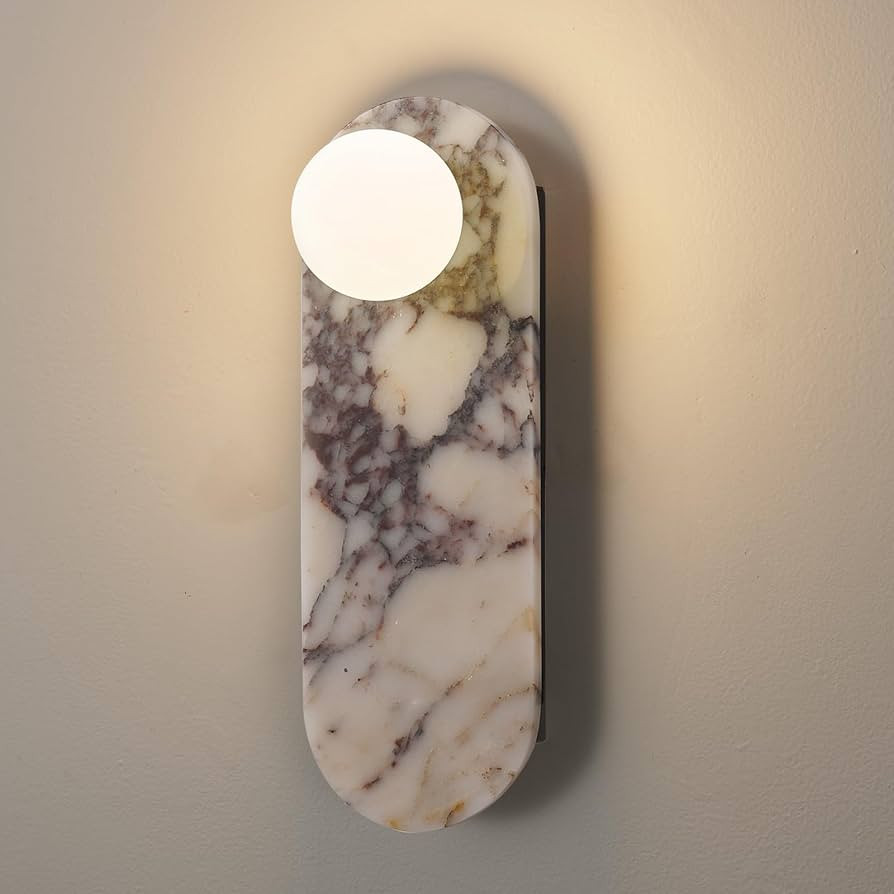 Natural Alabaster Wall Sconce, 13.7" Marble Wall Light, Hardwired Wall Light Fixtures, Unique Pat... | Amazon (US)