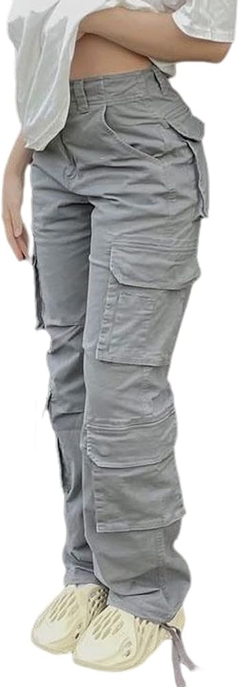 Viatabuna High Waisted Cargo Pants for Women Baggy Y2k Straight Wide Leg Pants with Pockets Stree... | Amazon (US)