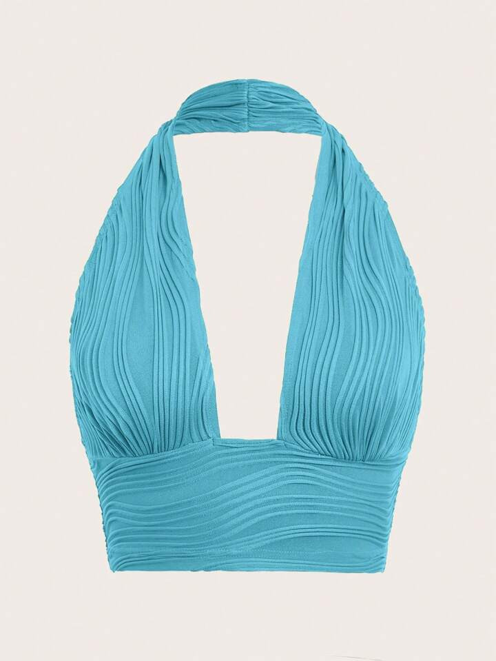 SHEIN ICON Solid Backless Halter Top | SHEIN