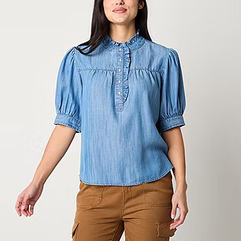 a.n.a Womens Elbow Sleeve Regular Fit Button-Down Shirt | JCPenney