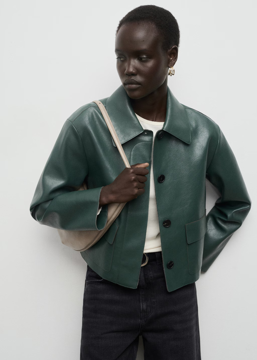 Leather-effect jacket with pockets - Women | MANGO USA | Mango (US/MX/AU)