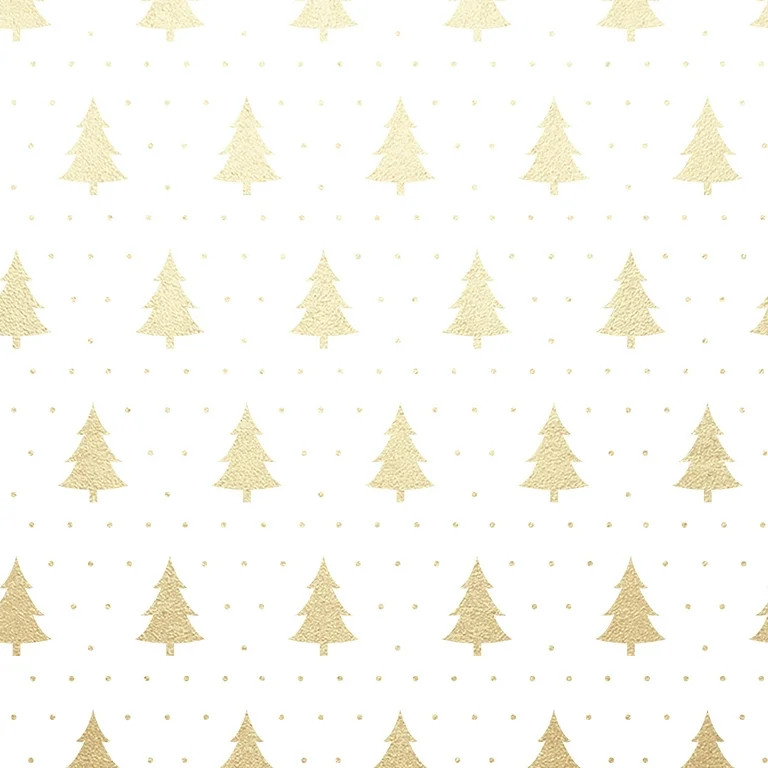 Gold and White Trees Premium Heavyweight Christmas Wrapping Paper, 25 sq ft, by My Texas House | Walmart (US)